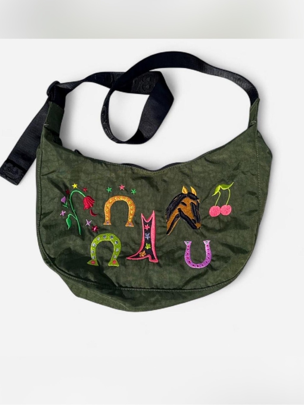 NWT BAGGU x Jessica Williams medium crescent bag western Embroidered Crossbody